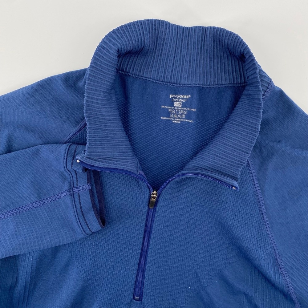 Patagonia Capilene Air Pullover Mens Large Blue 1/4 Zip Base Layer 7060